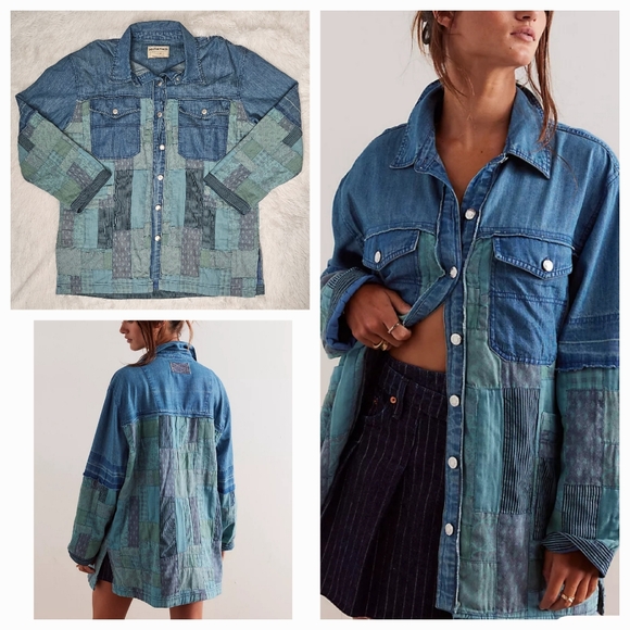 Free People Tops - Free People We The Free Heritage Quilted Shirt Jacket Hay Tint Wash